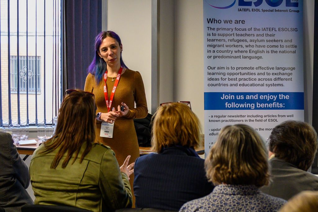 josianne block giving a talk during the 2024 iatefl in brighton